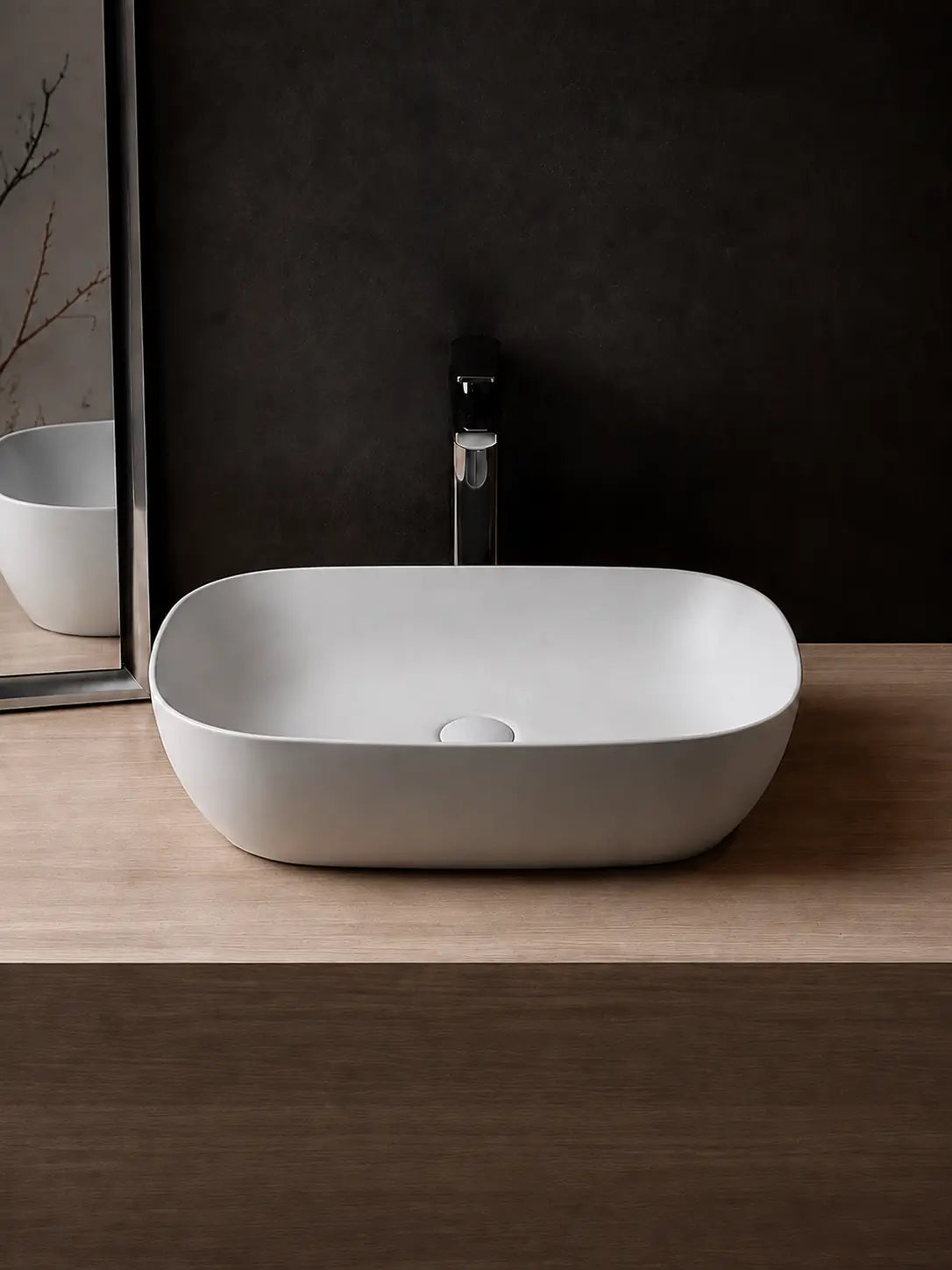Front profile of BBbidet 2578 matte white ceramic countertop basin