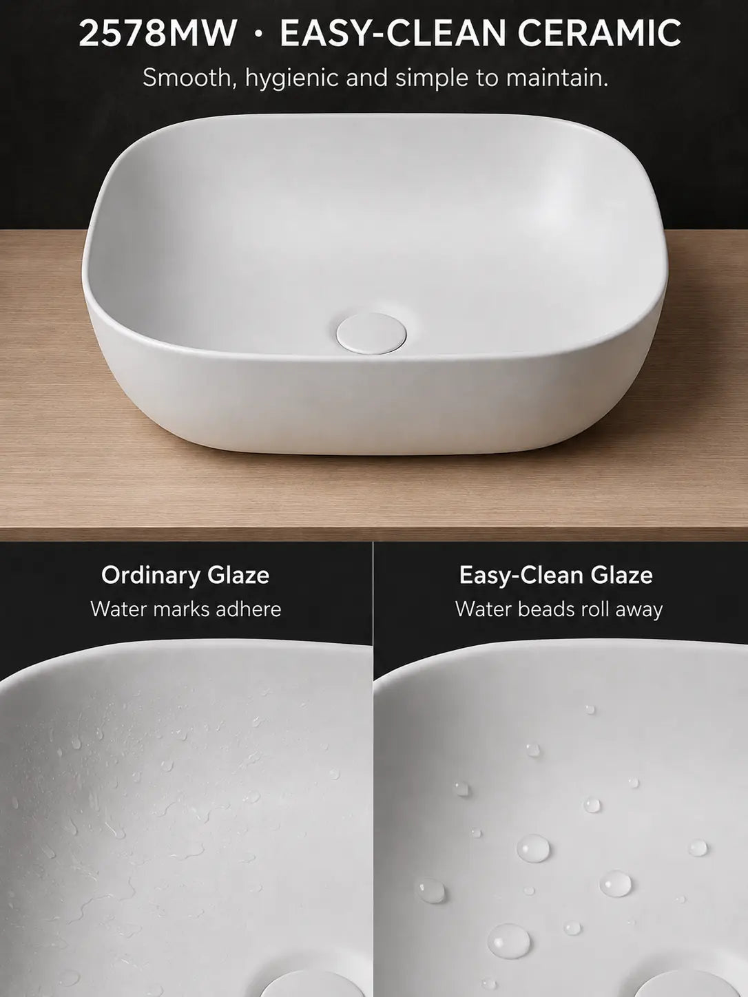 BBbidet 2578 matte white easy-clean ceramic glaze comparison