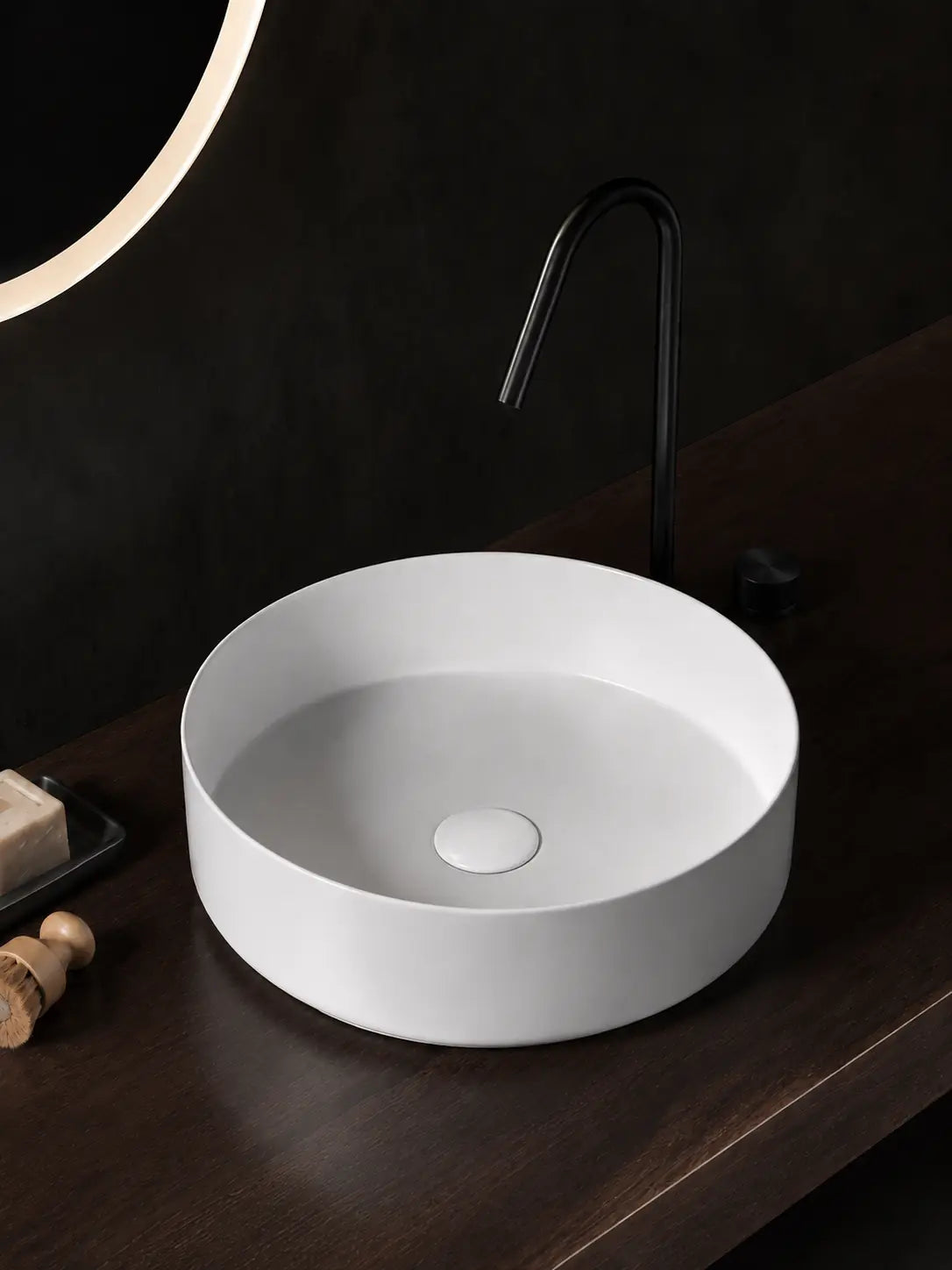 BBbidet 2593 matte white round countertop basin alternate angle