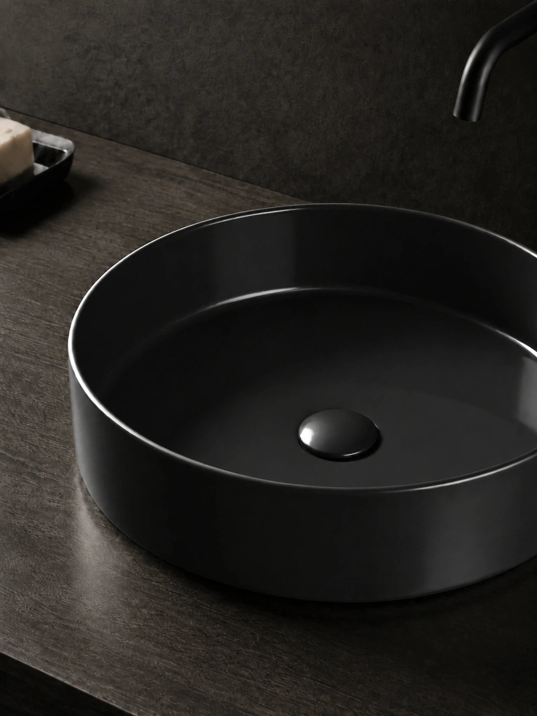 BBbidet 2593 410mm glazed black round ceramic countertop basin ceramic glaze detail
