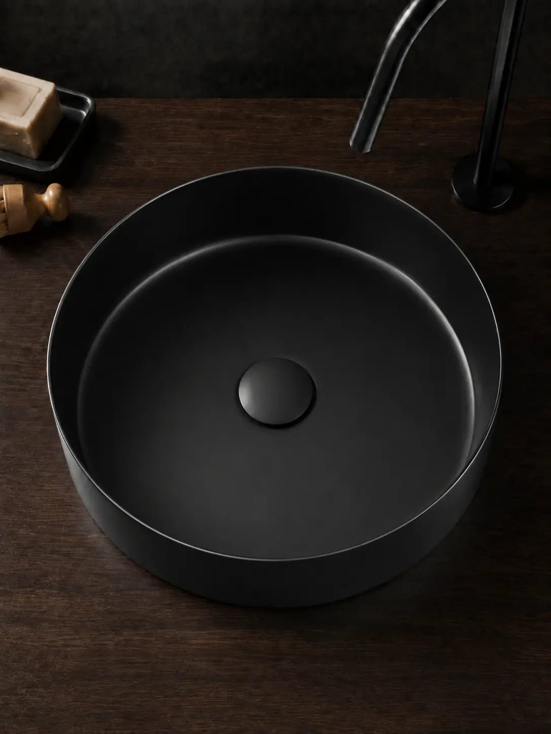 BBbidet 2593 matte black round countertop basin alternate angle