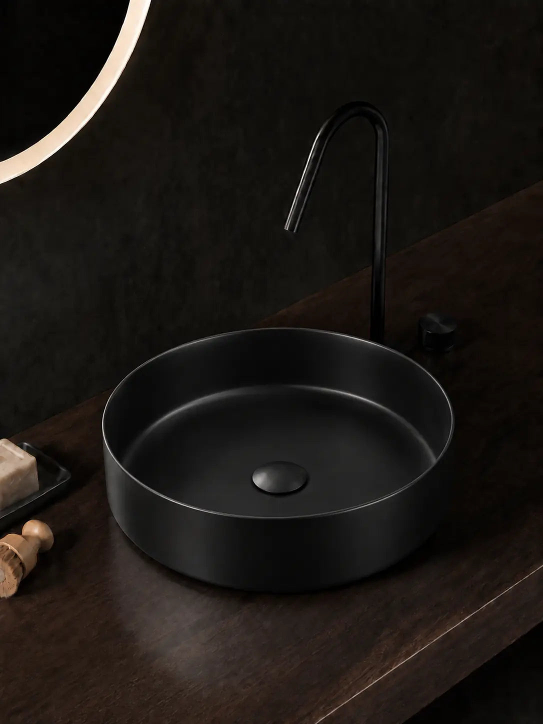 BBbidet 2593 matte black low-profile countertop basin side view