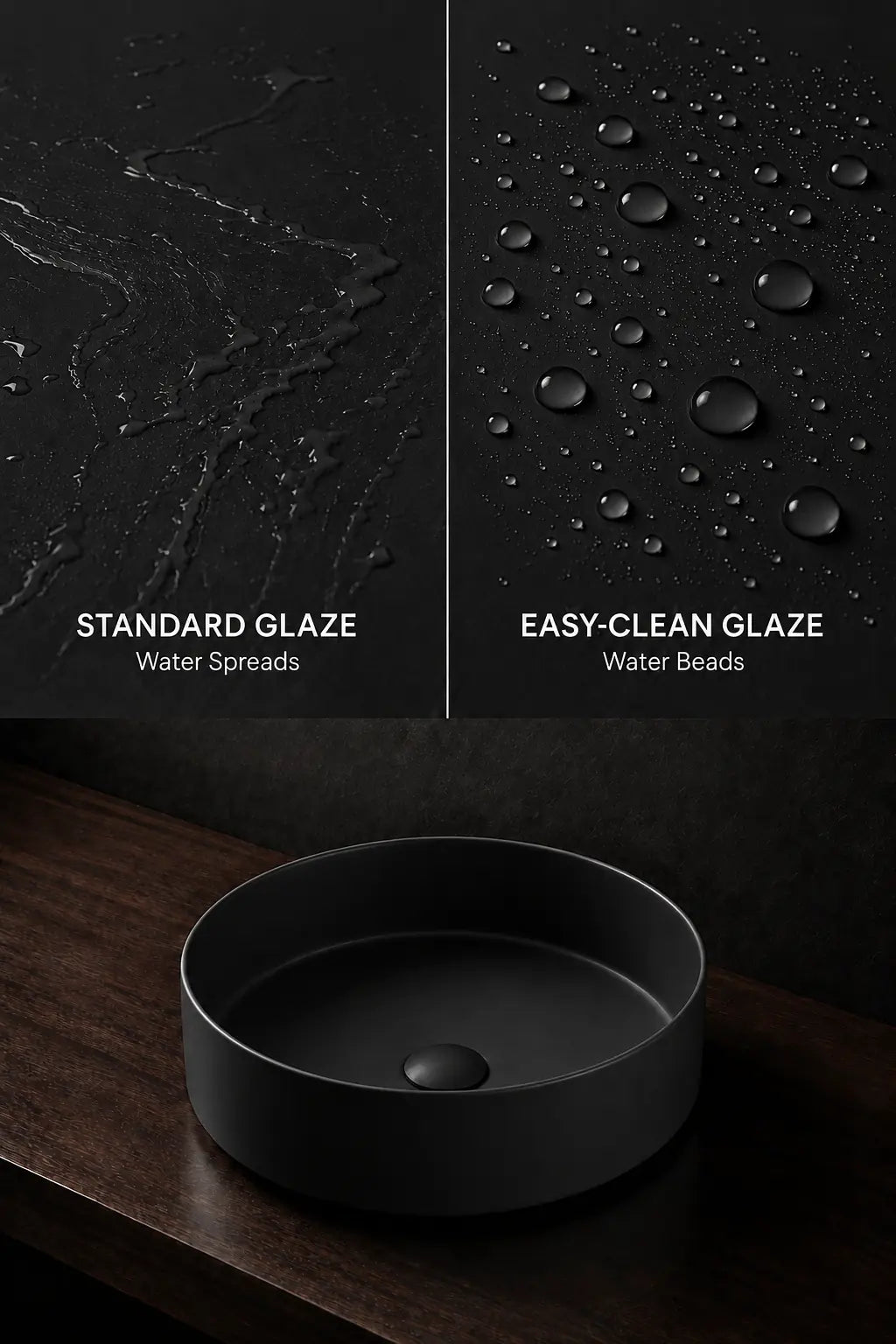 BBbidet 2593 matte black easy-clean glaze water-beading comparison