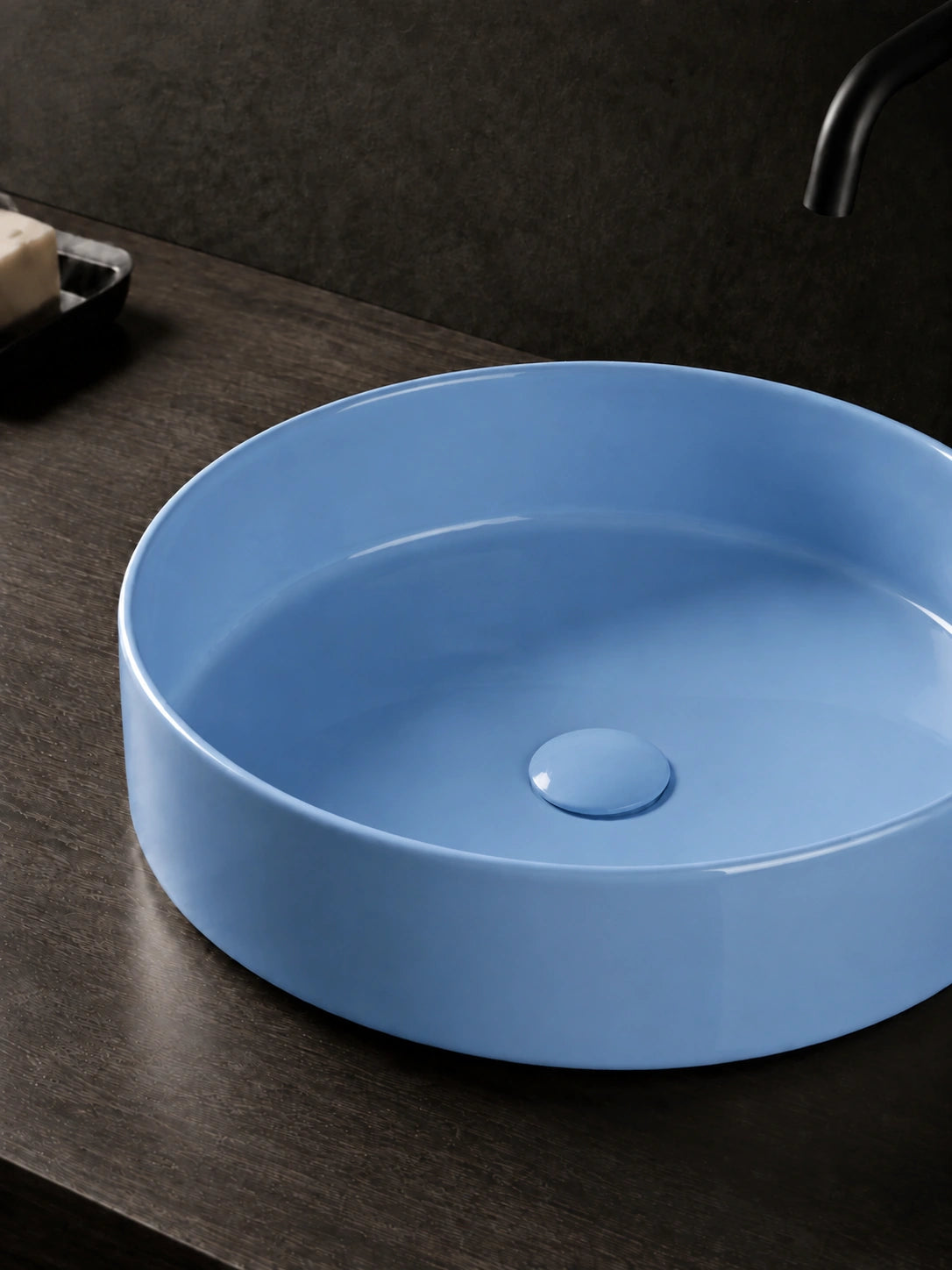 BBbidet 2593 410mm glazed blue round ceramic countertop basin ceramic glaze detail