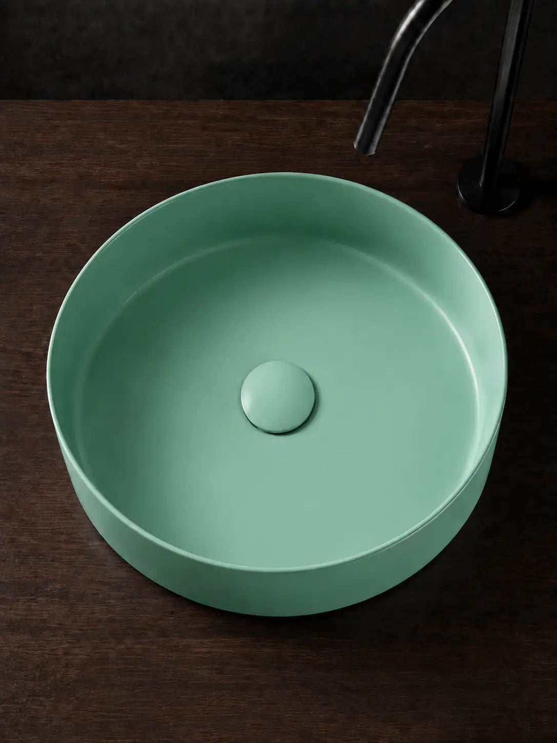 BBbidet 2593 matte mint green round countertop basin top view