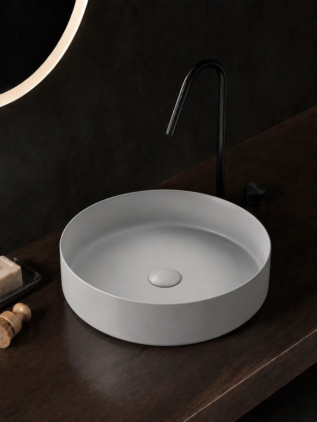 BBbidet 2593 matte gray round countertop basin alternate angle