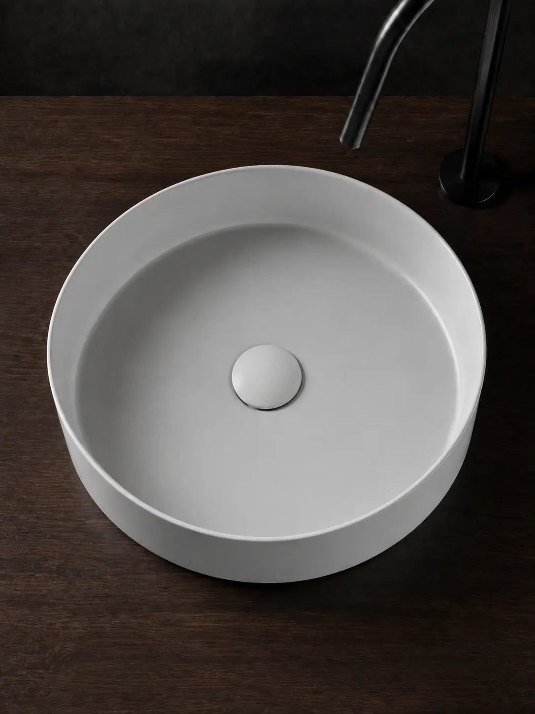 BBbidet 2593 matte gray round countertop basin top view