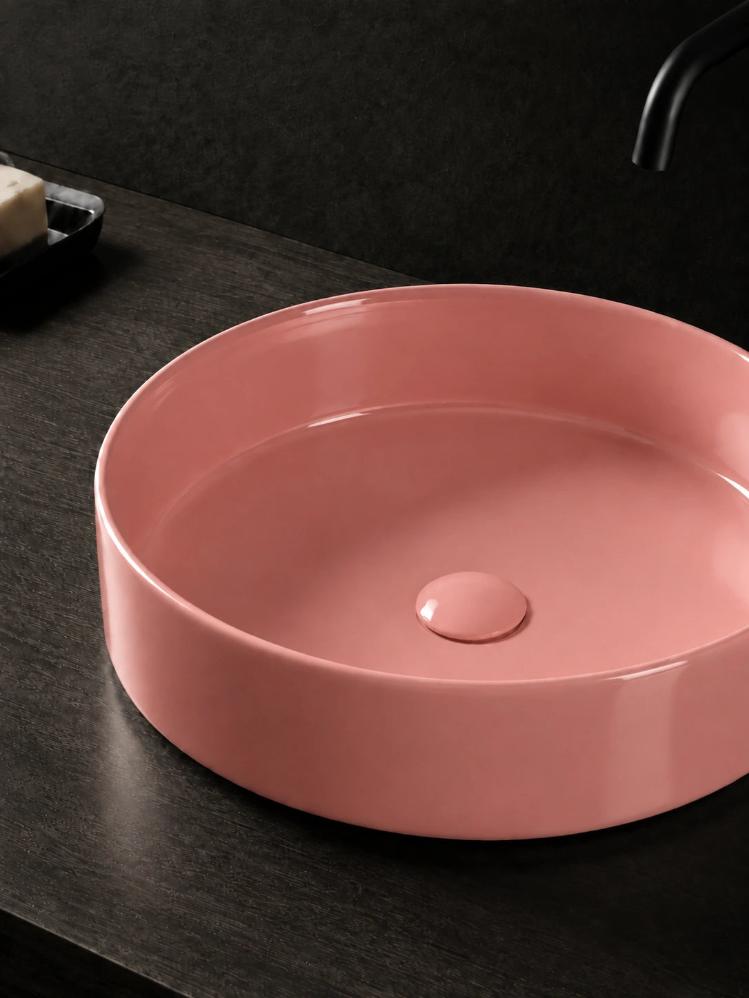 BBbidet 2593 410mm glazed pink round ceramic countertop basin ceramic glaze detail