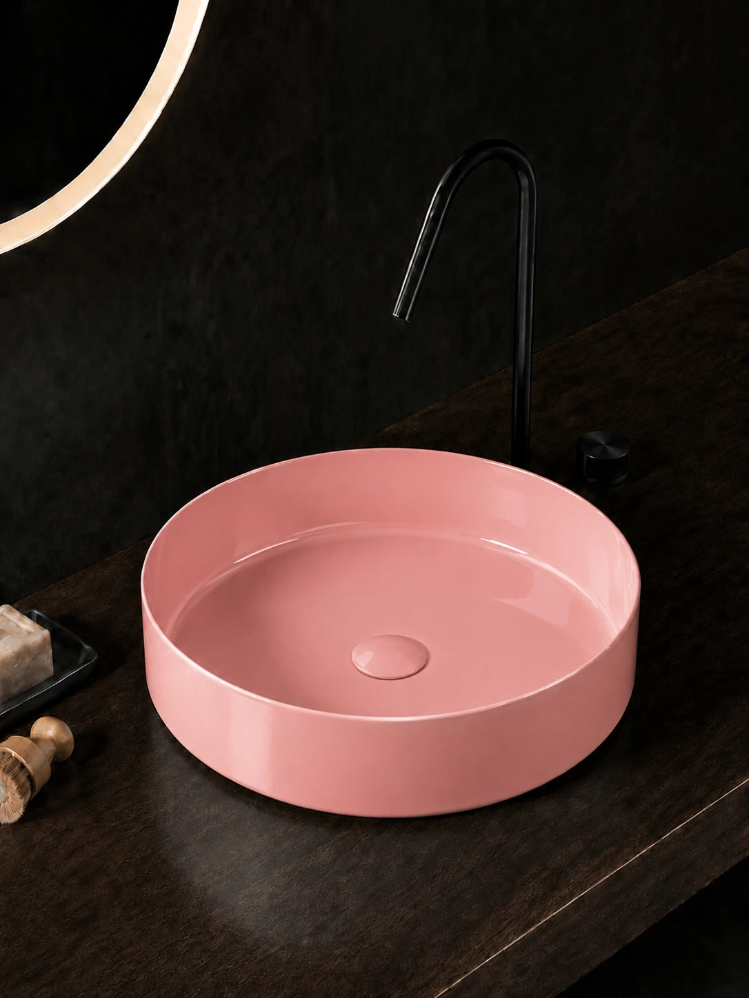 BBbidet 2593 410mm glazed pink round ceramic countertop basin clean product view