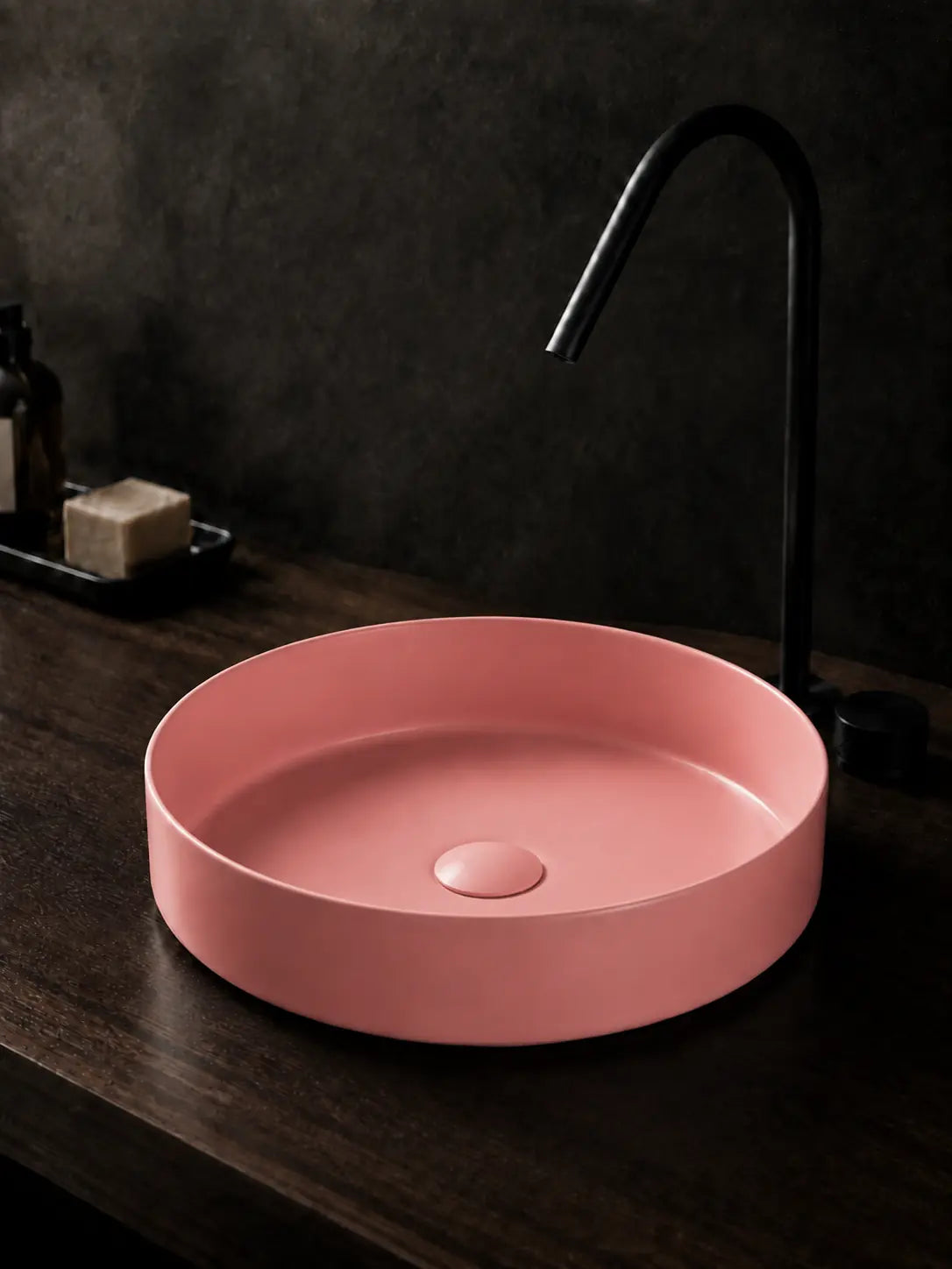 BBbidet 2593 matte pink round countertop basin alternate angle