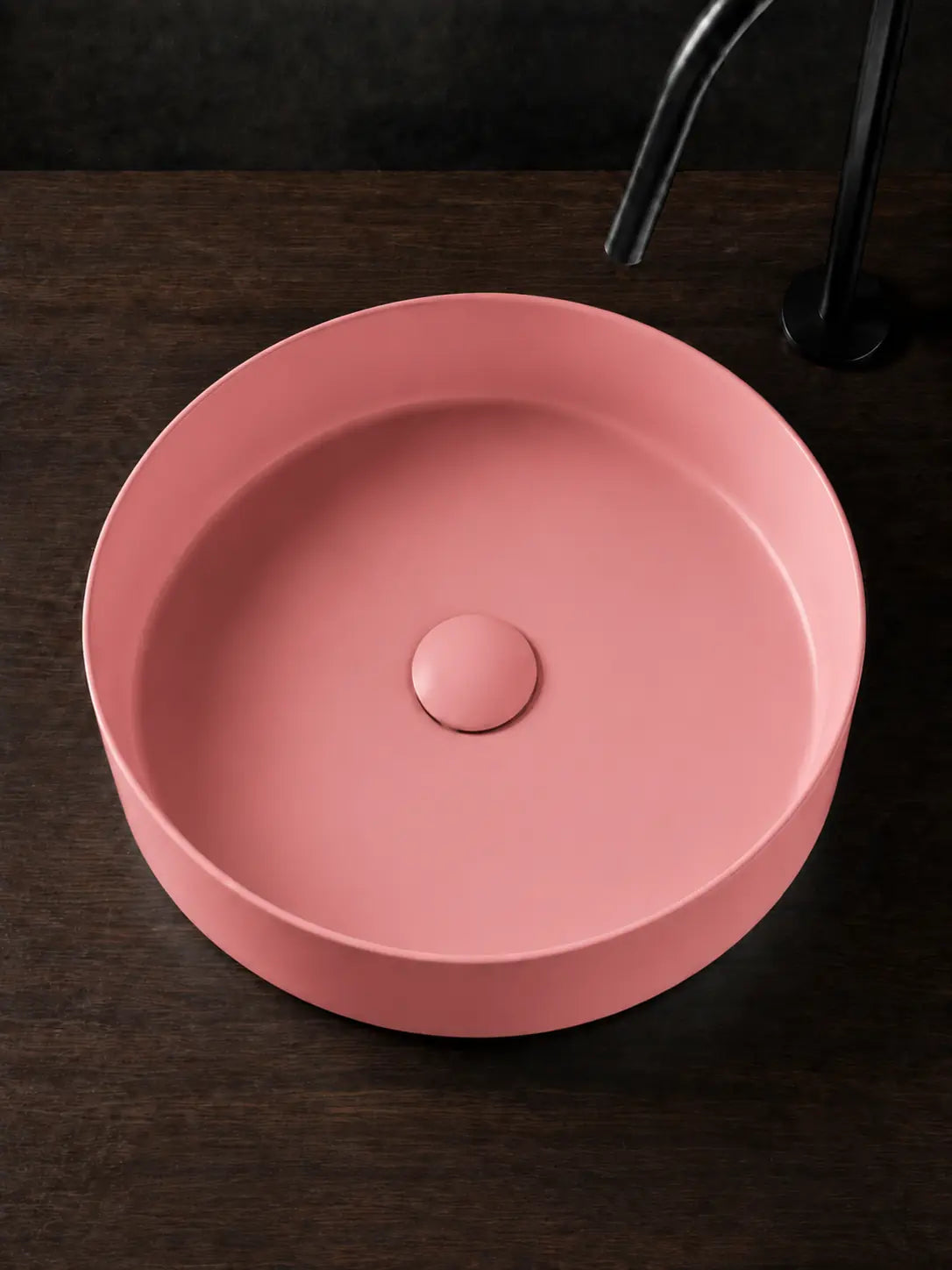 BBbidet 2593 matte pink round countertop basin top view