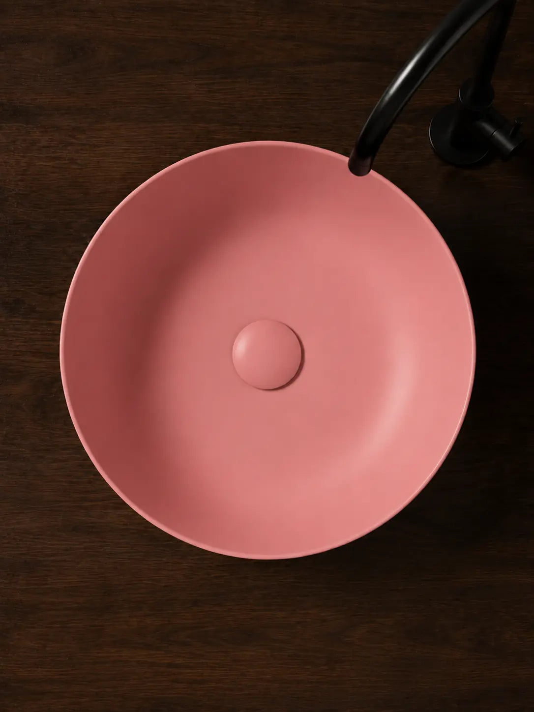 BBbidet 2603 matte pink round ceramic countertop basin, top view