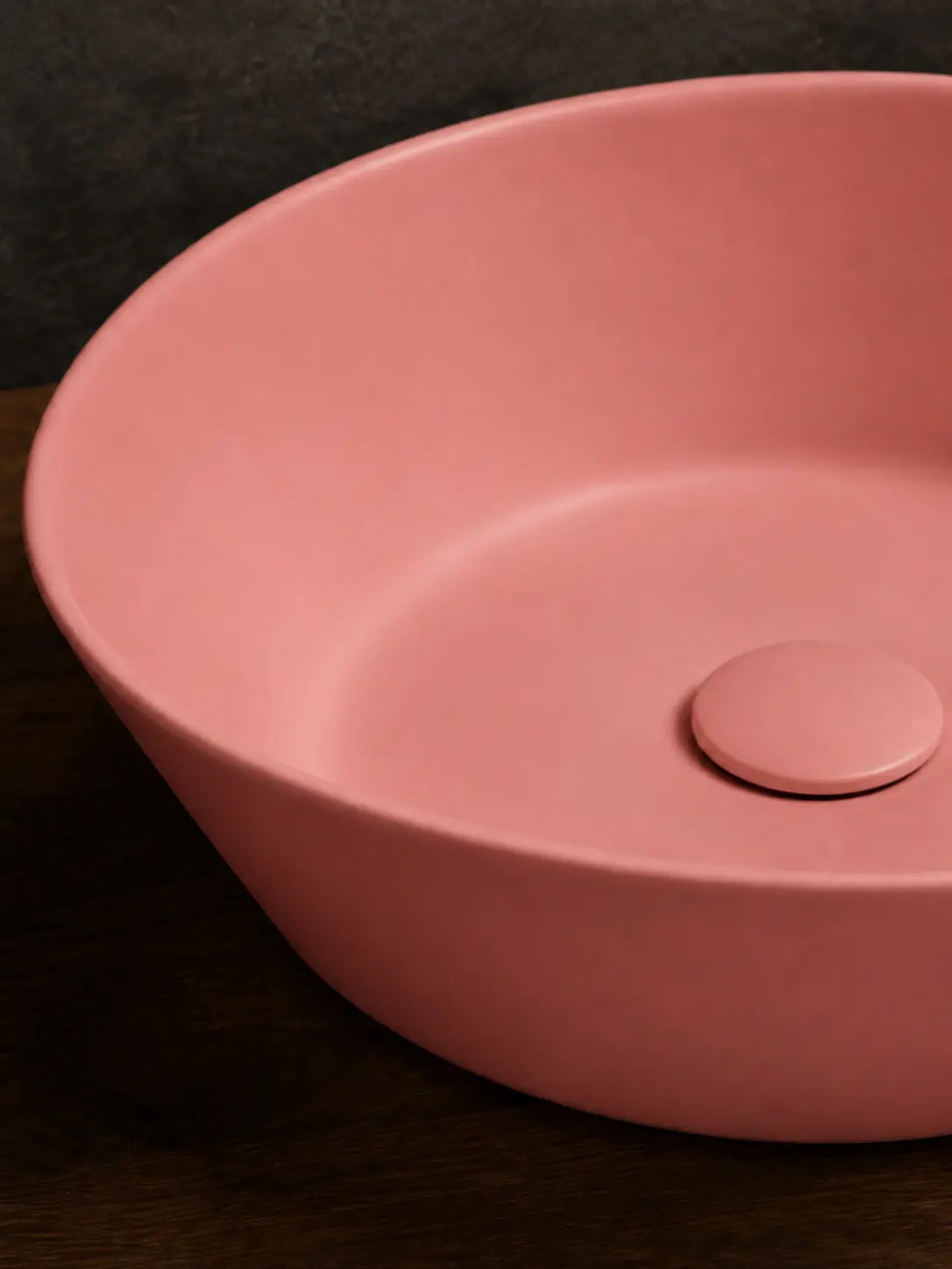 BBbidet 2603 matte pink round ceramic countertop basin, ceramic surface detail