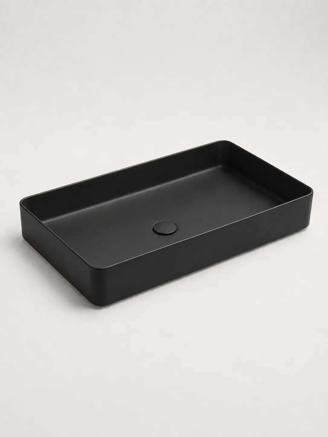 Studio view of BBbidet 2605 matte black rectangular ceramic countertop basin