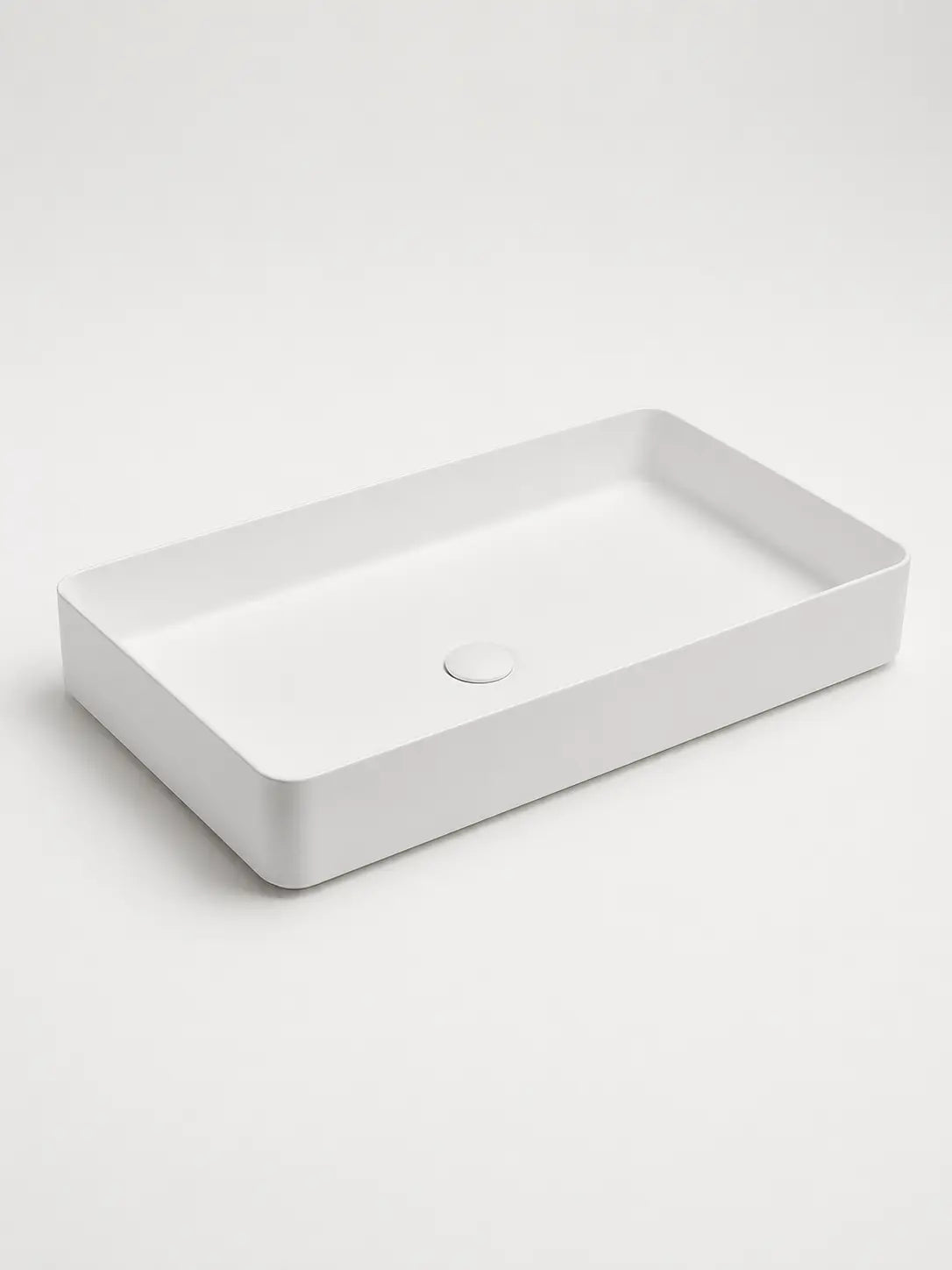 Studio view of BBbidet 2605 matte white rectangular ceramic countertop basin
