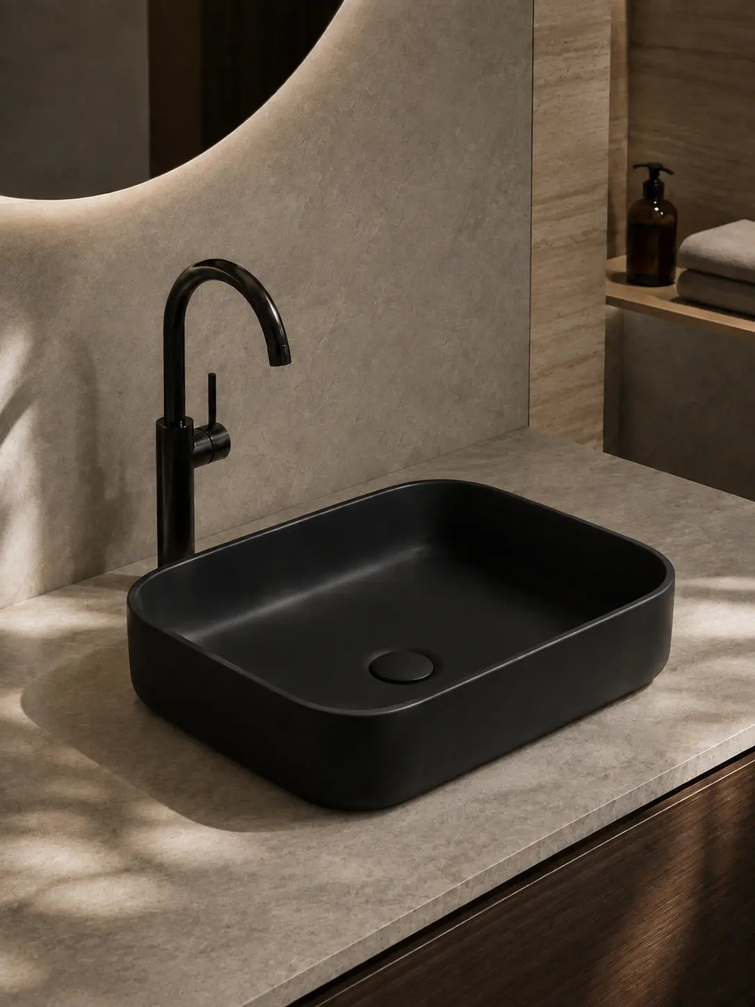 BBbidet 2608 matte black countertop basin hero view