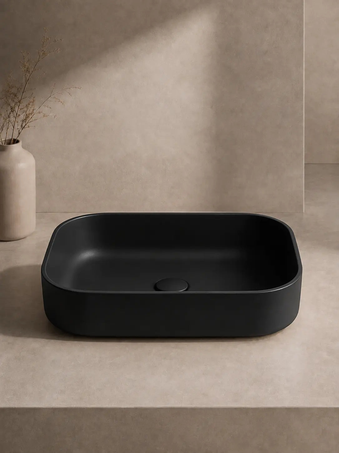 BBbidet 2608 matte black countertop basin front low view