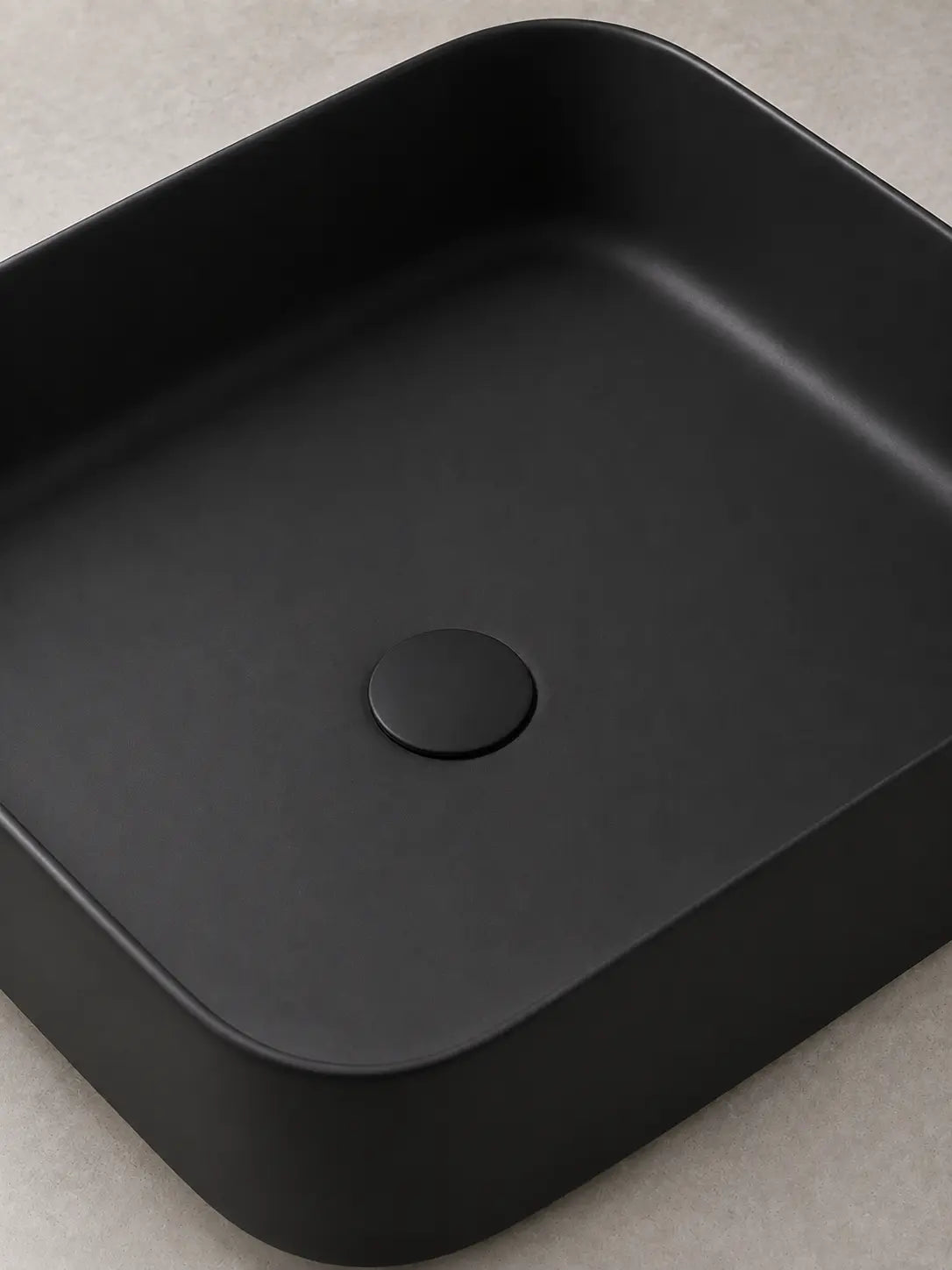 BBbidet 2608 matte black countertop basin drain cover detail view