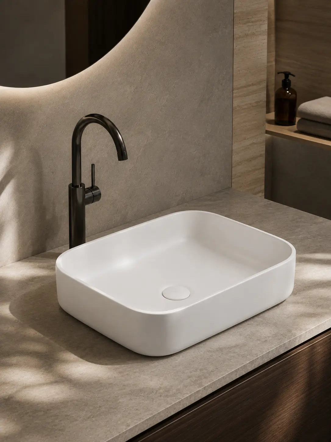 BBbidet 2608 matte white countertop basin hero view