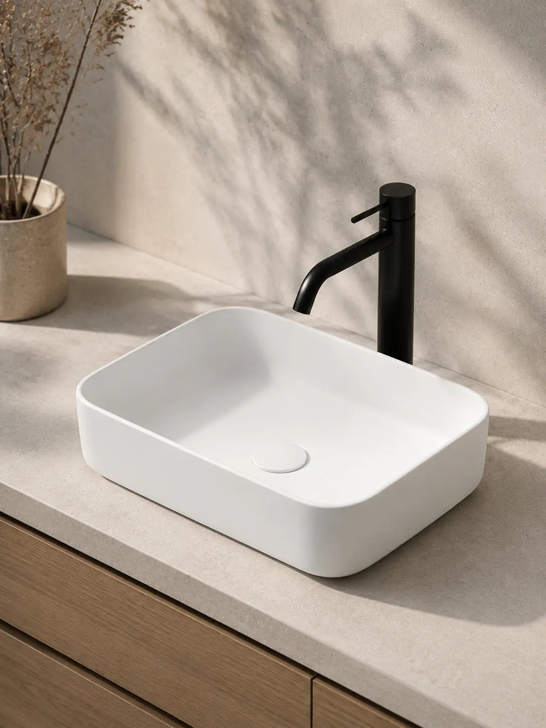 BBbidet 2608 matte white countertop basin reverse 45 view