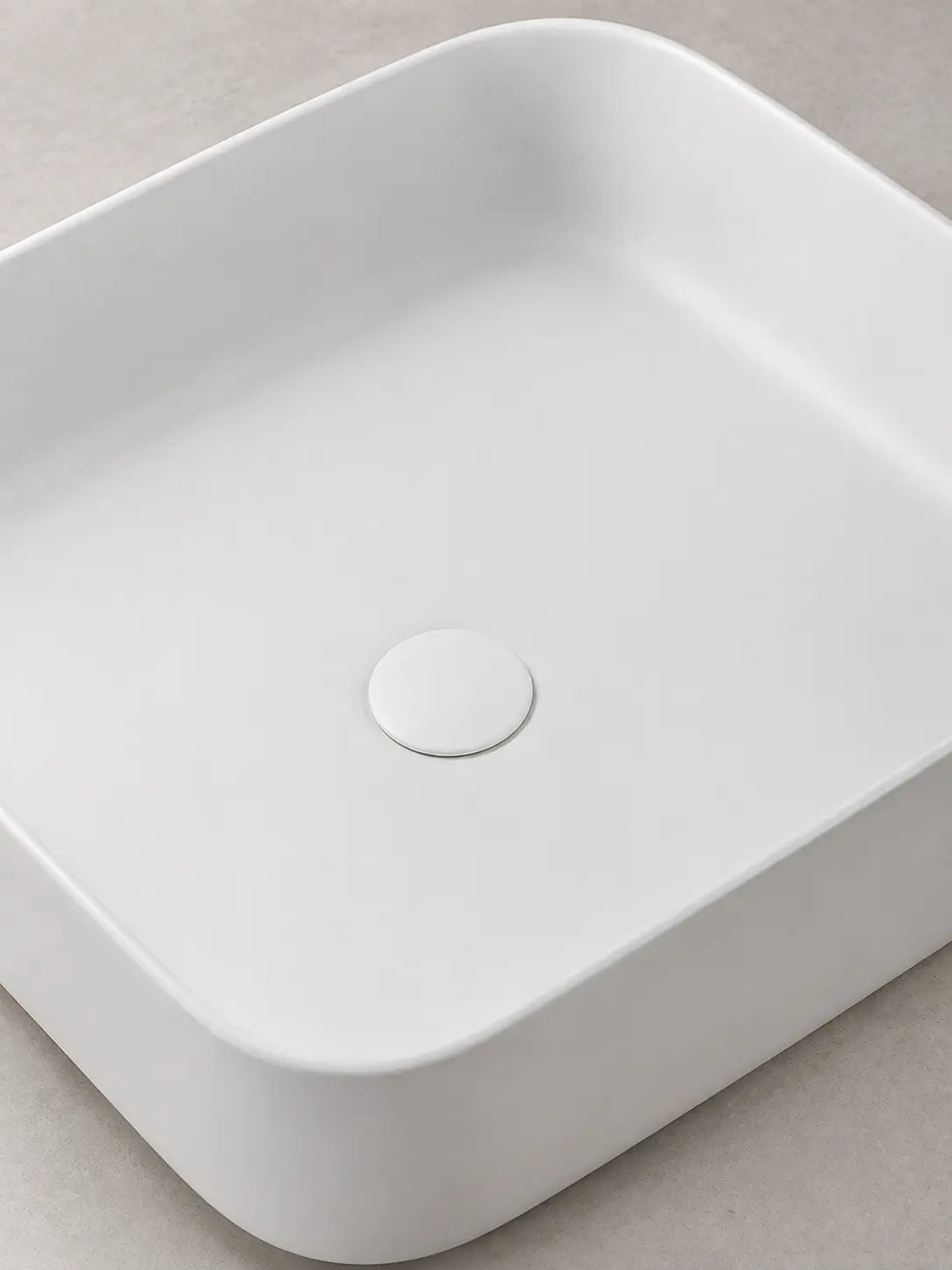 BBbidet 2608 matte white countertop basin drain cover detail view