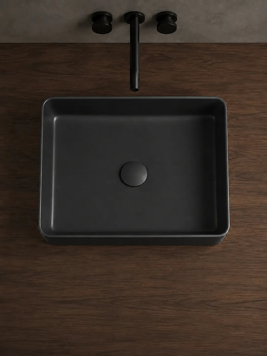 Top view of BBbidet 2620 matte black ceramic countertop basin