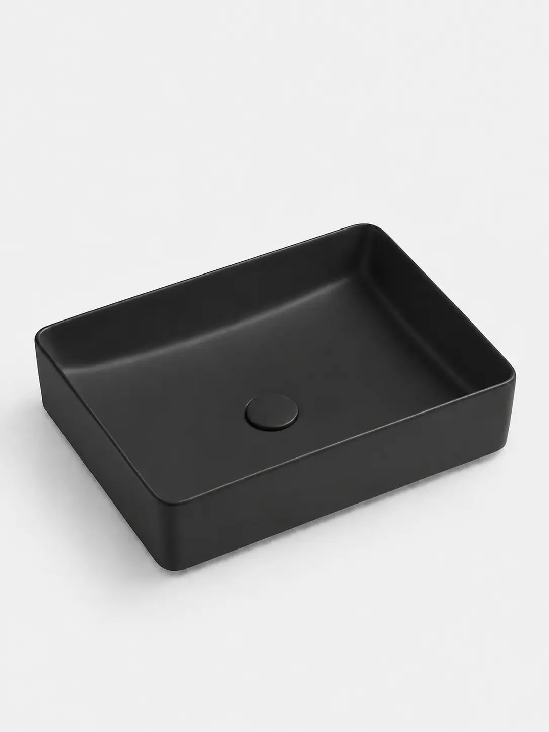 Studio view of BBbidet 2620 matte black ceramic countertop basin