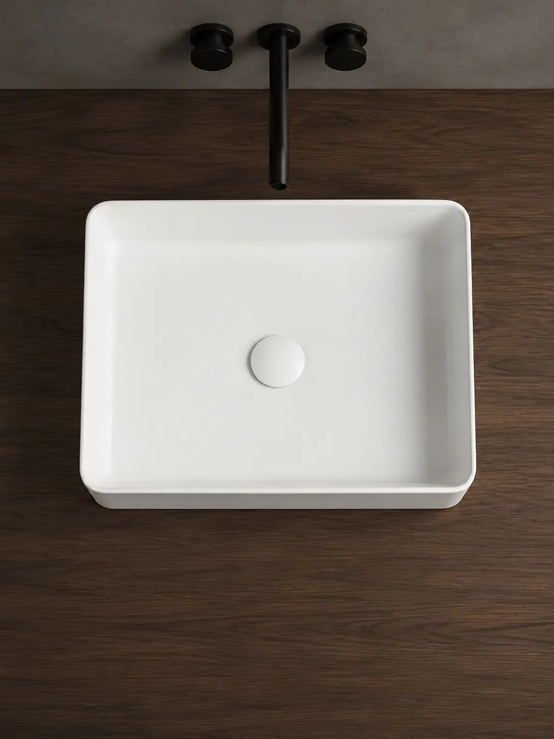 Top view of BBbidet 2620 matte white ceramic countertop basin