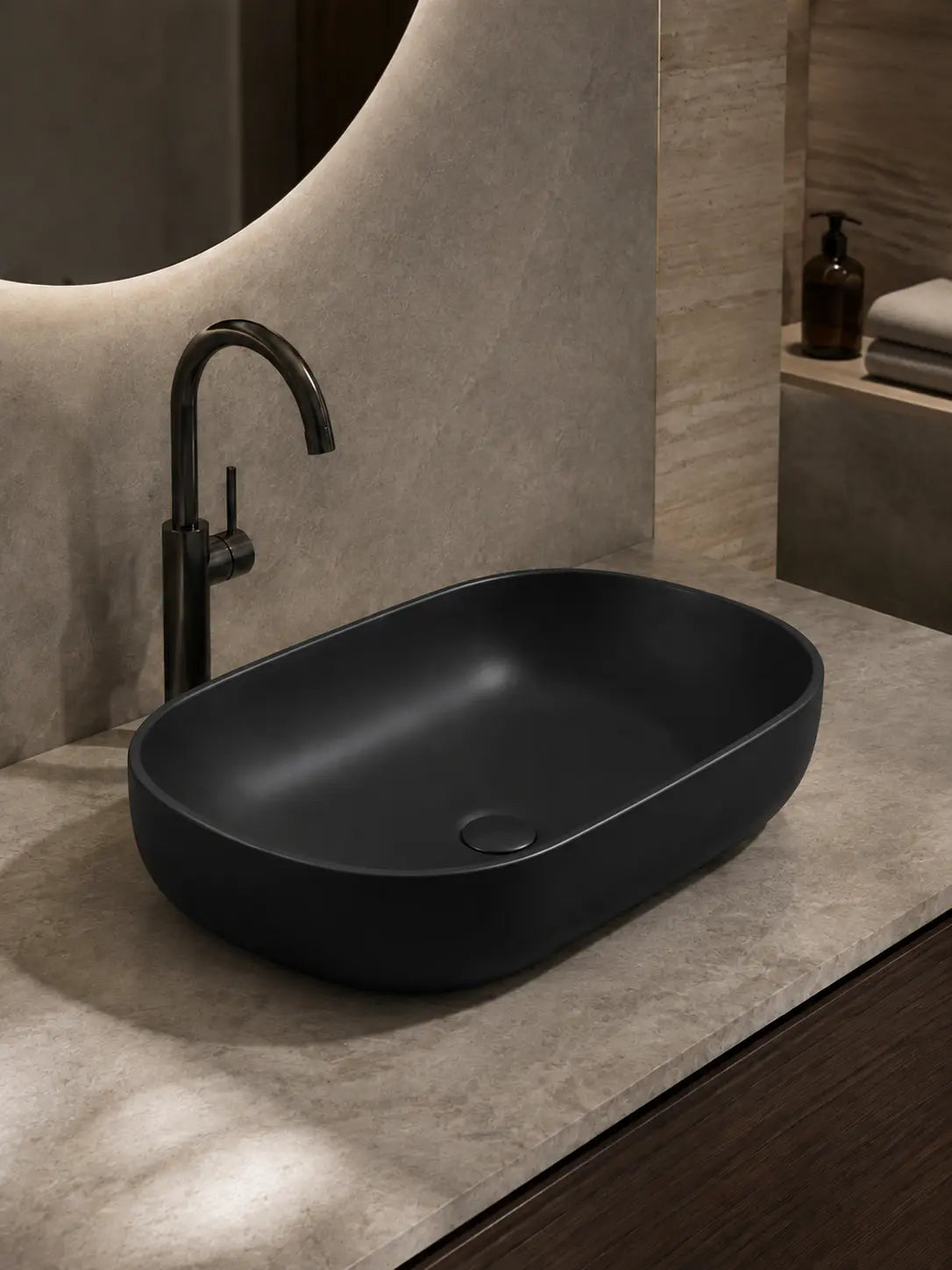 BBbidet 2635 matte black countertop basin hero view