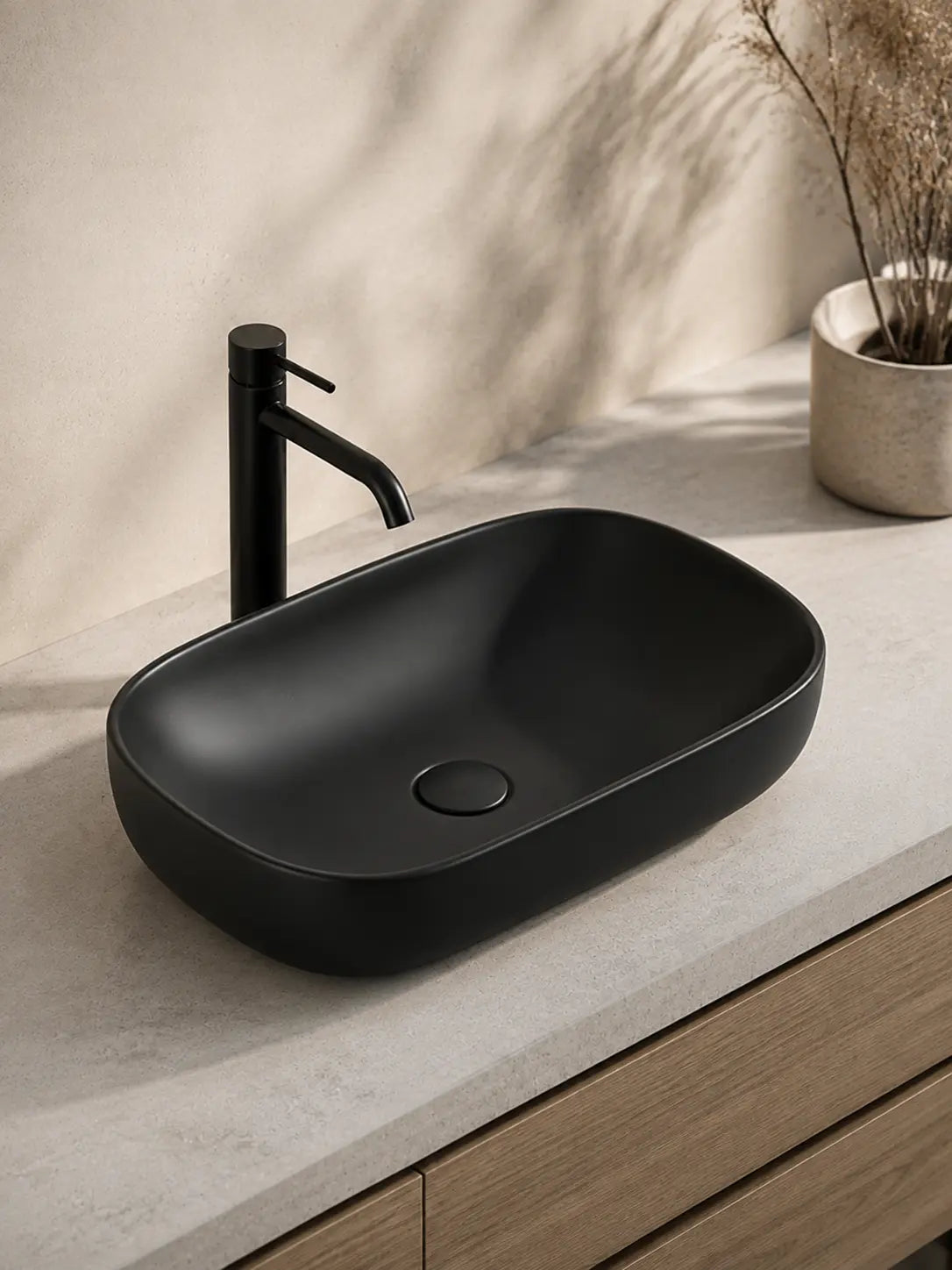 BBbidet 2635 matte black countertop basin reverse 45 view
