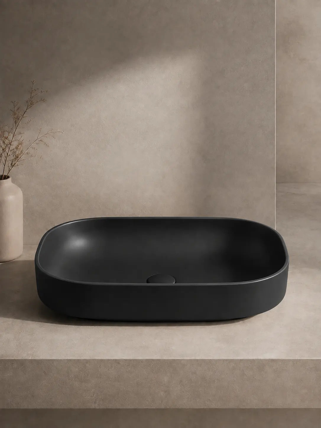 BBbidet 2635 matte black countertop basin front low view