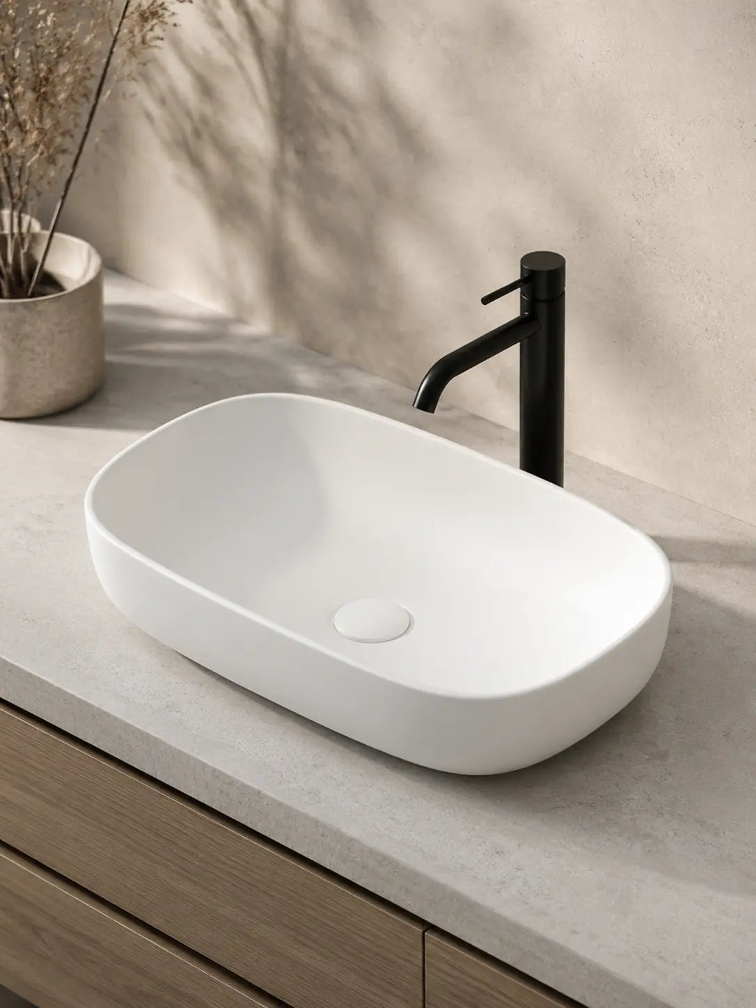 BBbidet 2635 matte white countertop basin reverse 45 view