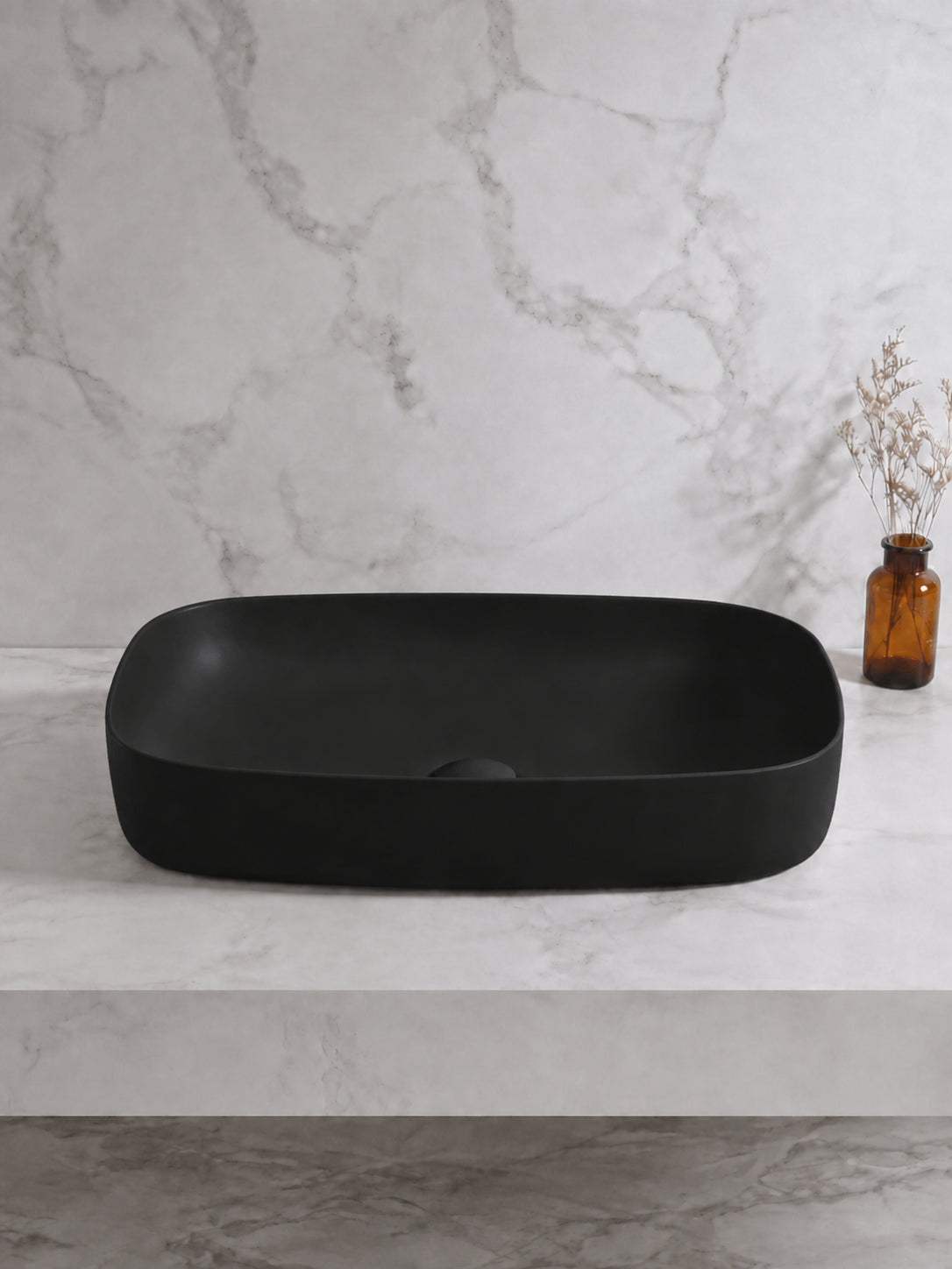 BBbidet 2662 matte black ceramic countertop basin profile view