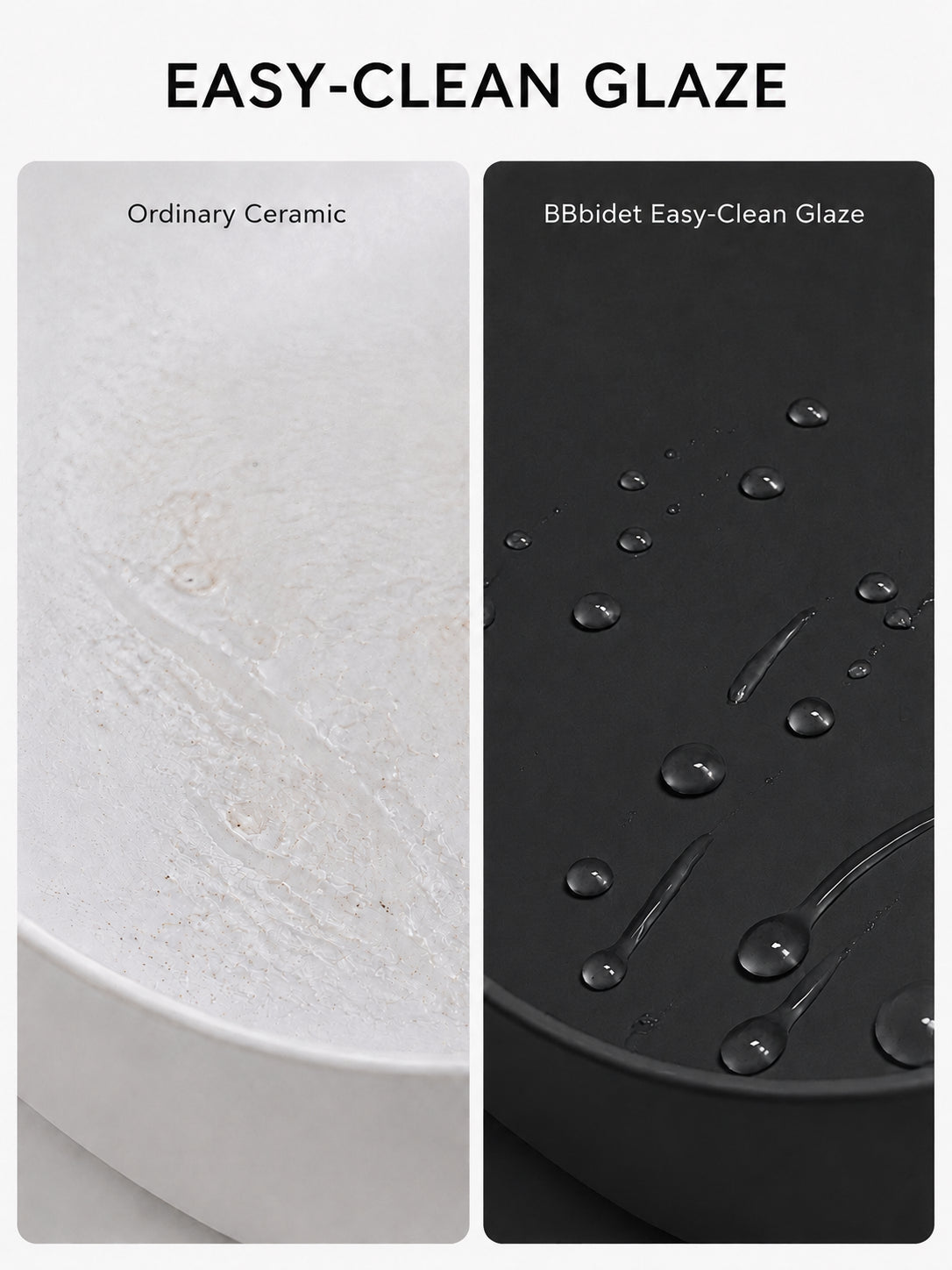 BBbidet easy-clean ceramic glaze comparison for 2662 matte black basin