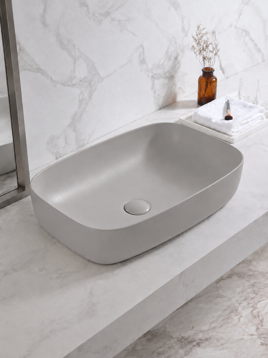 BBbidet 2662 matte gray rounded rectangle countertop basin alternate angle