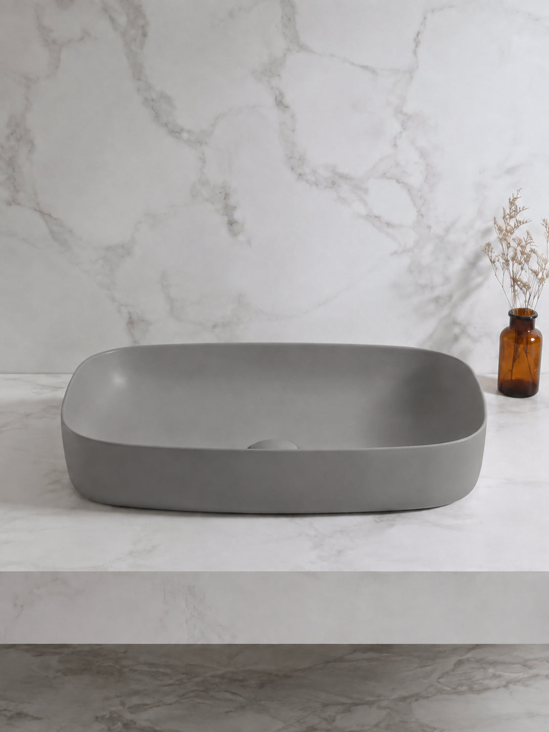 BBbidet 2662 matte gray ceramic countertop basin profile view