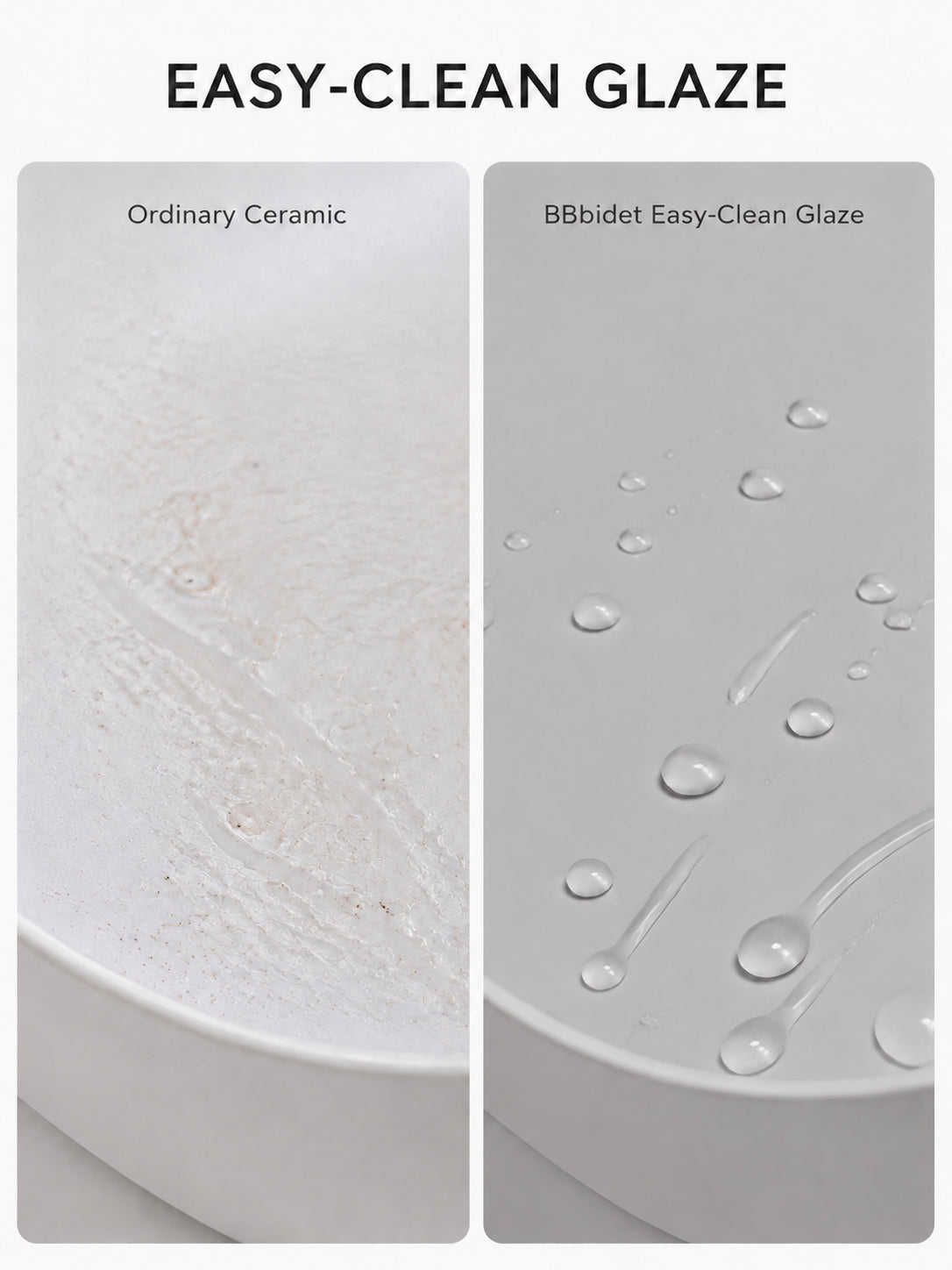 BBbidet easy-clean ceramic glaze comparison for 2662 matte gray basin