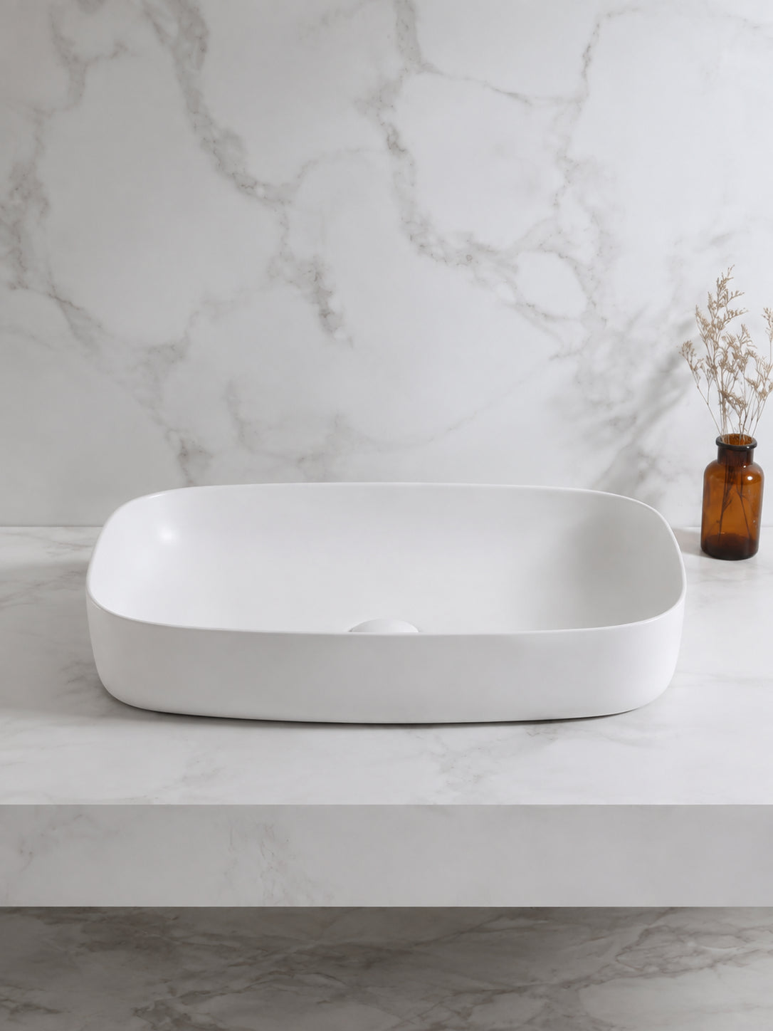 BBbidet 2662 matte white ceramic countertop basin profile view