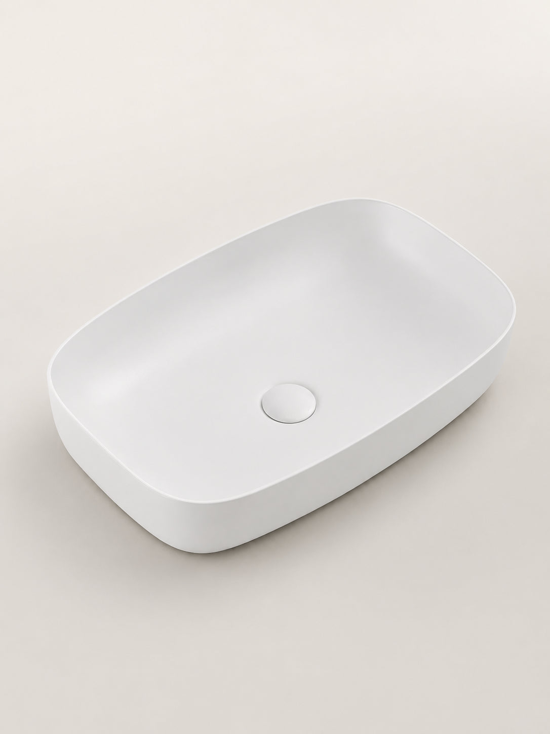 BBbidet 2662 matte white rounded rectangle countertop basin studio view