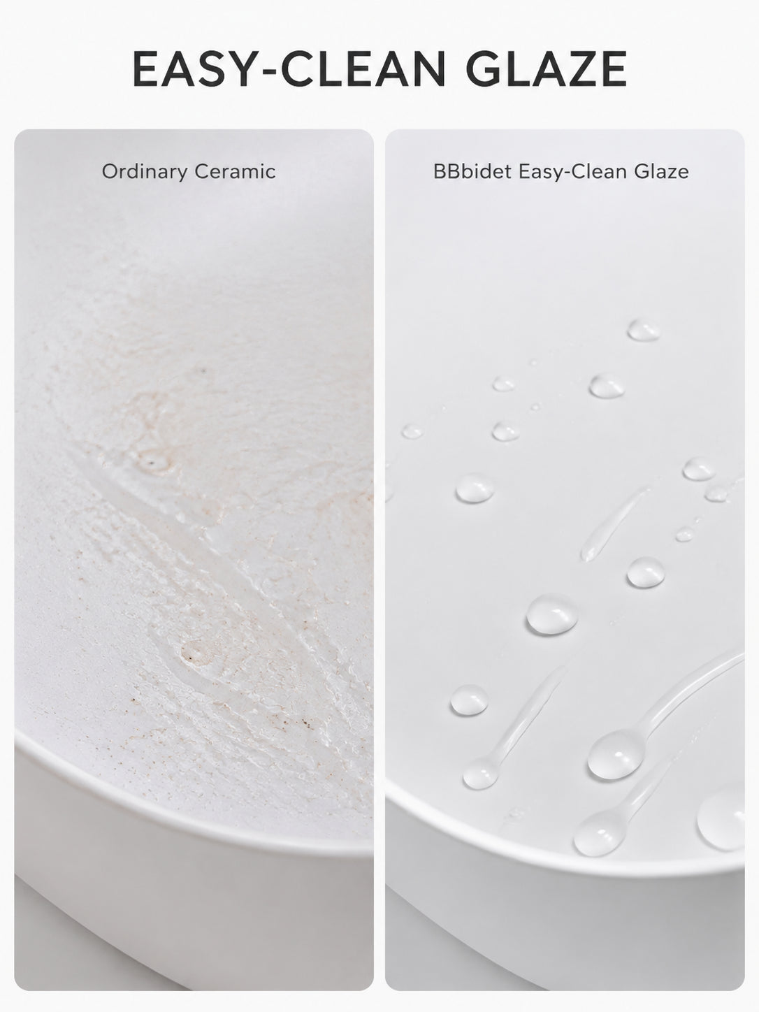 BBbidet easy-clean ceramic glaze comparison for 2662 matte white basin