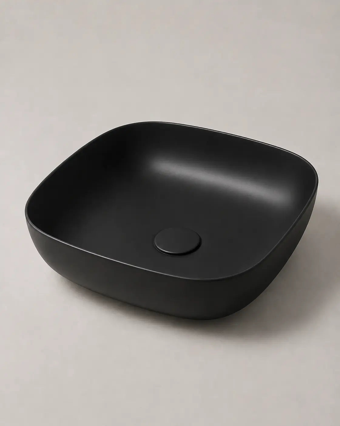 BBbidet 2677 matte black rounded square ceramic countertop basin – studio product view