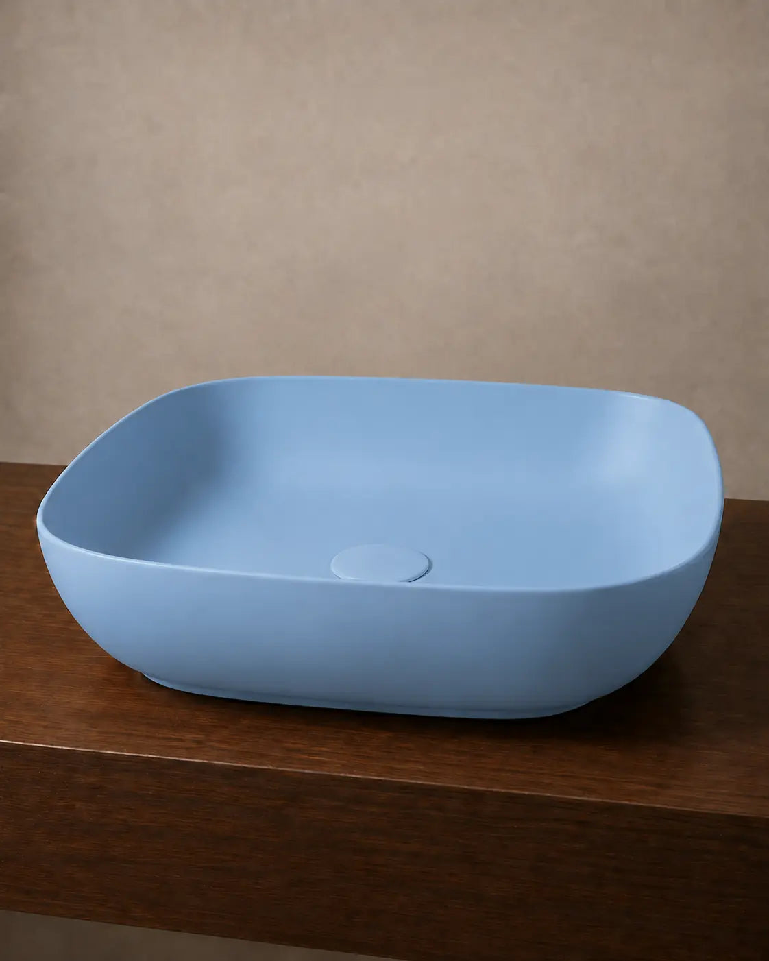 BBbidet 2677 matte blue rounded square ceramic countertop basin – side view