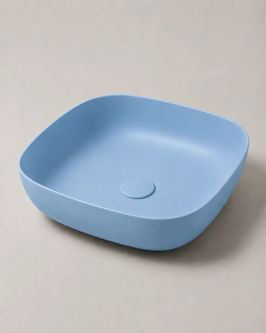 BBbidet 2677 matte blue rounded square ceramic countertop basin – studio product view