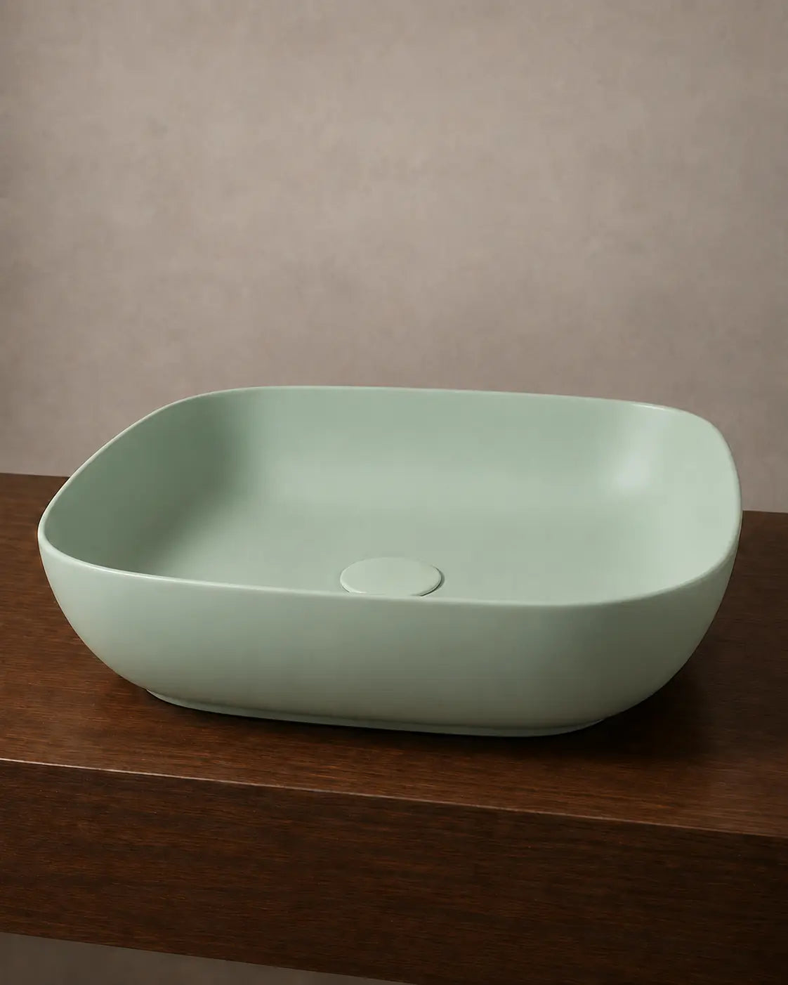 BBbidet 2677 matte green rounded square ceramic countertop basin – side view