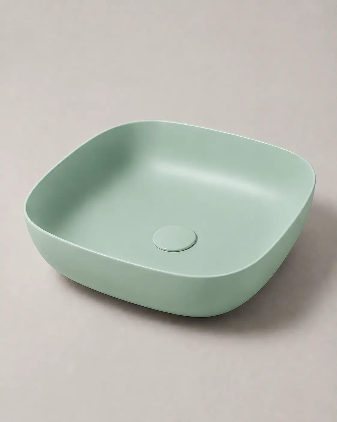 BBbidet 2677 matte green rounded square ceramic countertop basin – studio product view