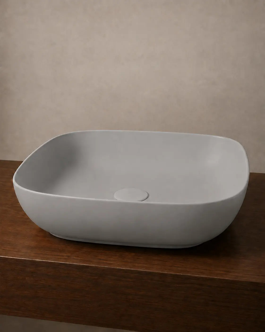BBbidet 2677 matte gray rounded square ceramic countertop basin – side view