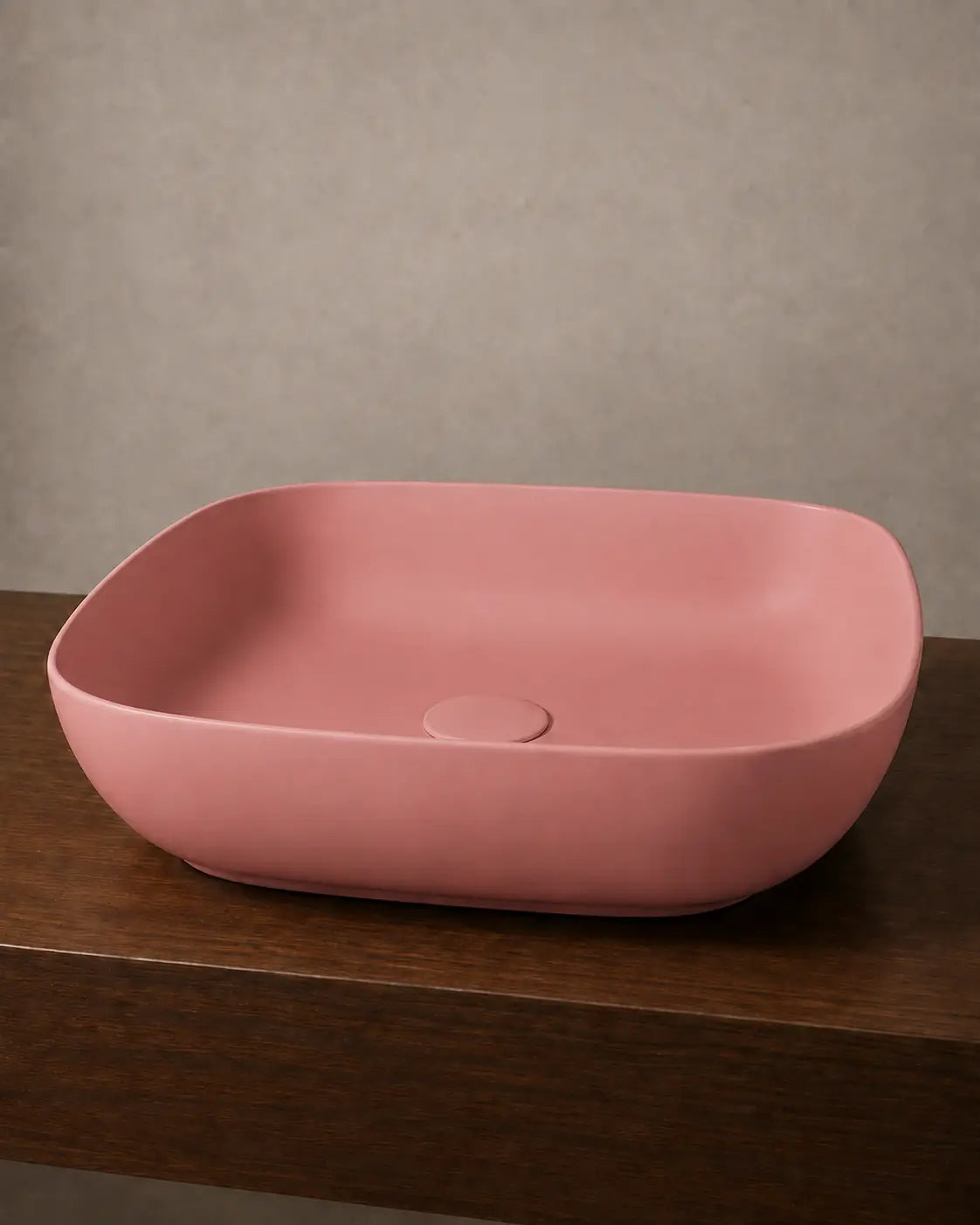 BBbidet 2677 matte pink rounded square ceramic countertop basin – side view