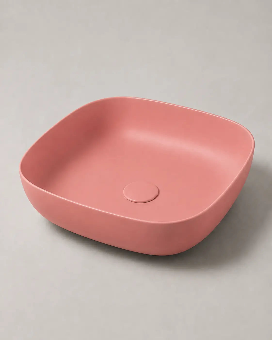 BBbidet 2677 matte pink rounded square ceramic countertop basin – studio product view