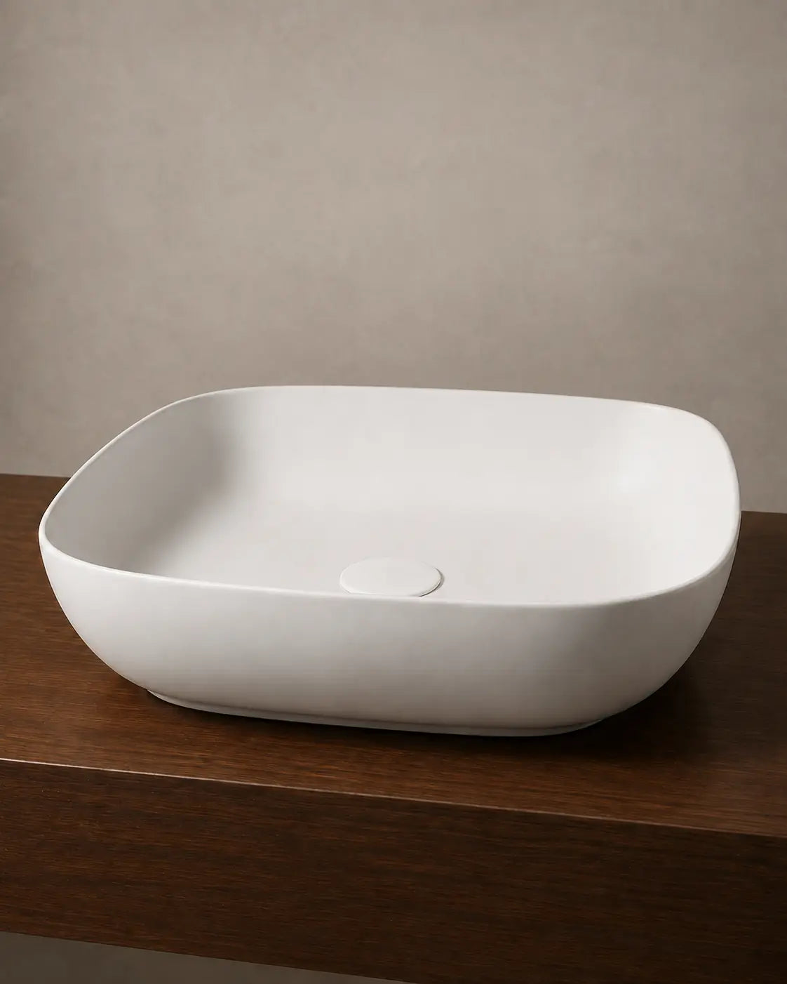 BBbidet 2677 matte white rounded square ceramic countertop basin – side view