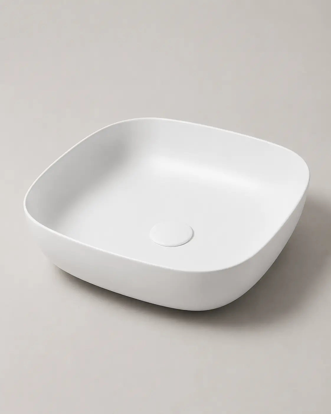 BBbidet 2677 matte white rounded square ceramic countertop basin – studio product view